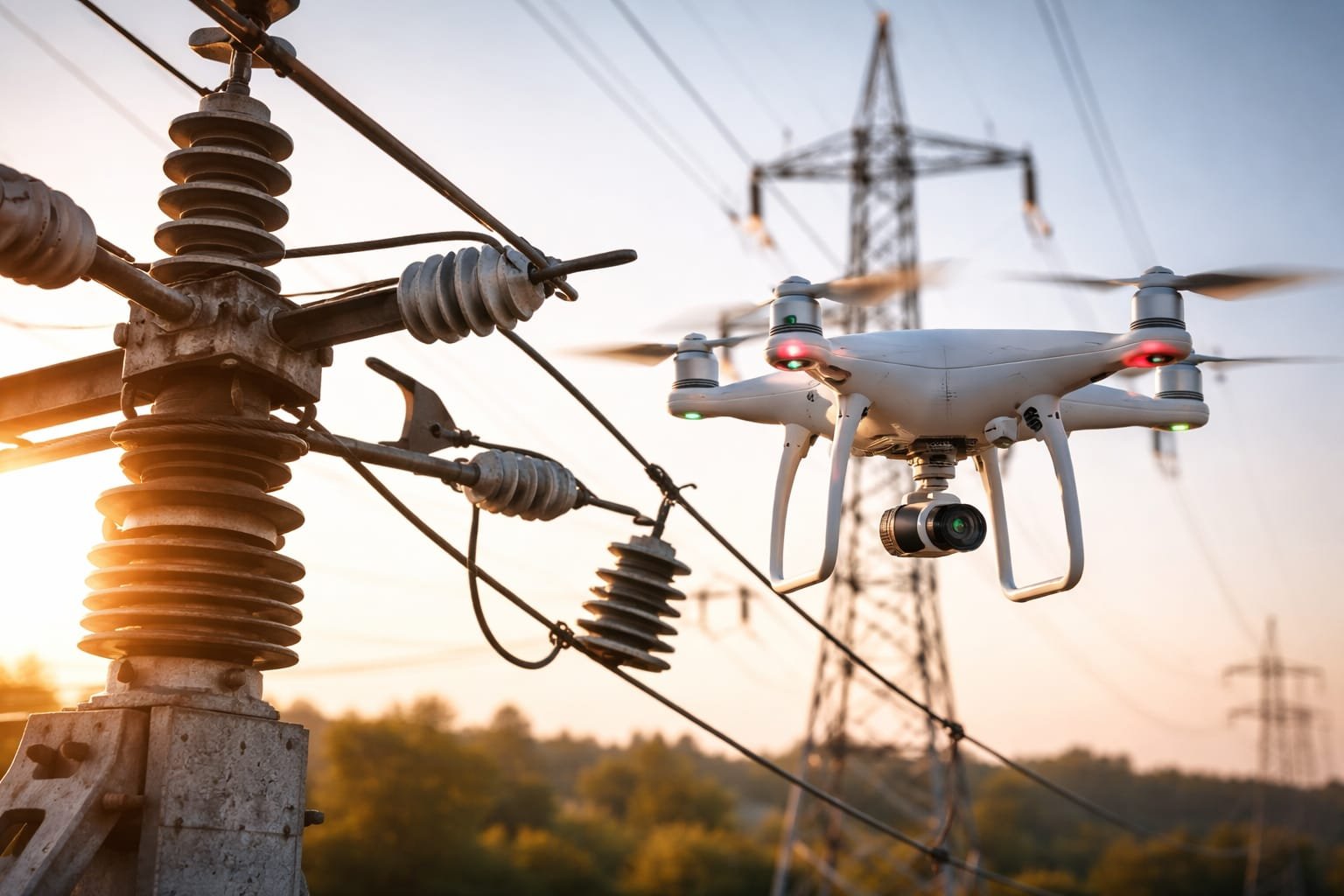 Drones próximos à rede elétrica: