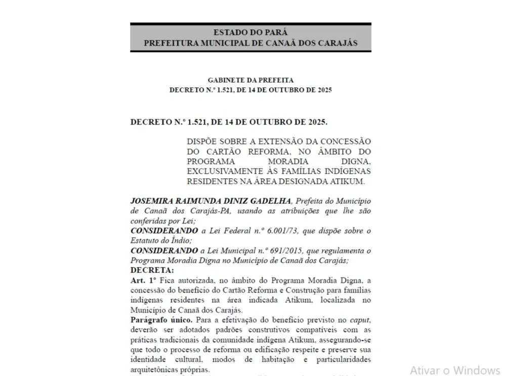 Canaã inicia projeto habitacional inédito no município com famílias indígenas
