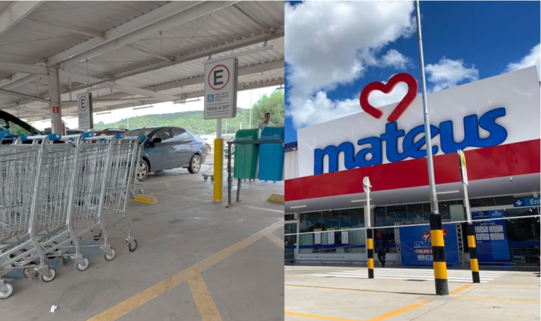 Carrinhos de compras ocupam vagas para pessoas com deficiência