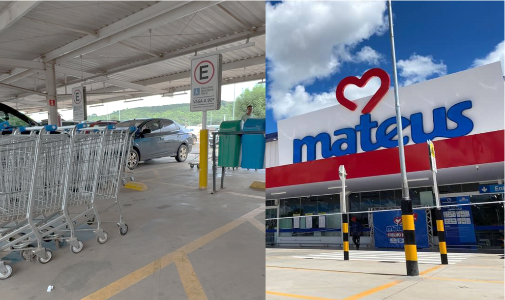 Carrinhos de compras ocupam vagas para pessoas com deficiência