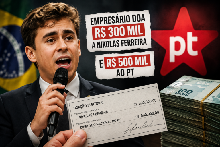 Empresário doa R$ 300 mil a Nikolas Ferreira e R$ 500 mil ao PT