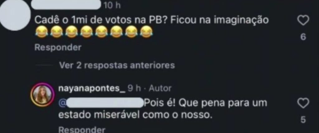 Após chamar Paraíba de “estado miserável”, esposa de Cabo Gilberto apaga publicações